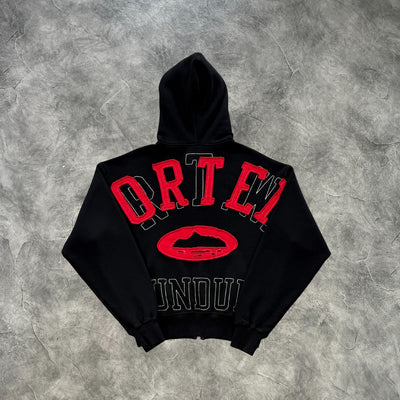 Corteiz Lundun Zip-Up Hoodie Black/Red