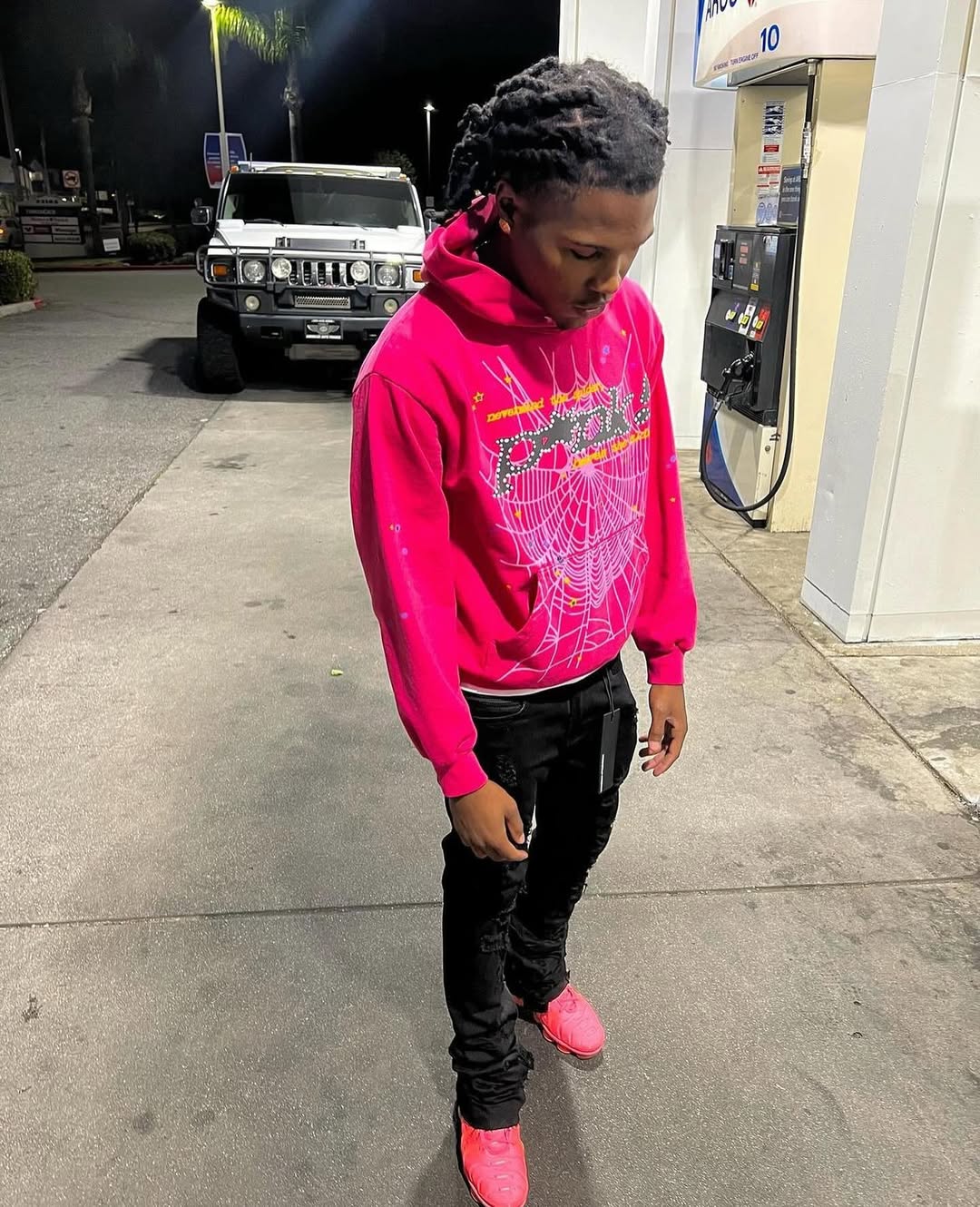 Sp5der V2 Web Hoodie Pink