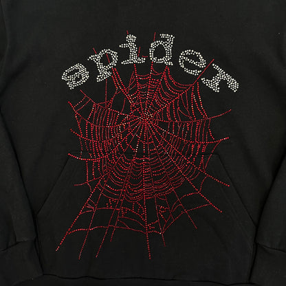 Sp5der Web Rhinestone Hoodie Black