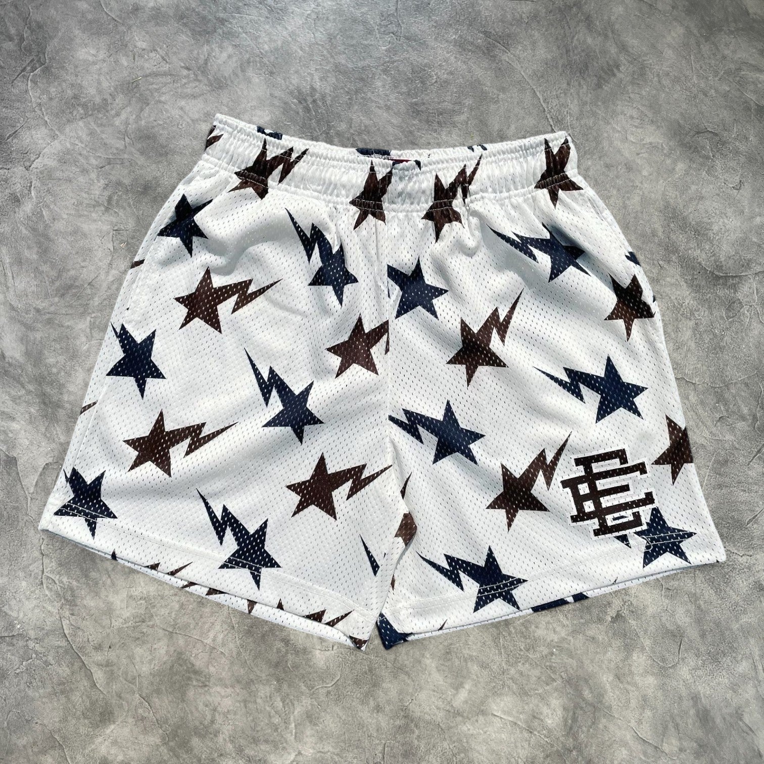 Eric Emanuel Bape Basic Shorts White/Brown/Blue