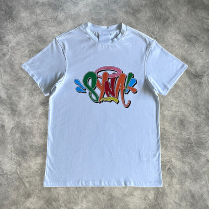 Syna Rainbow Color Letter T-Shirt White