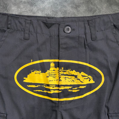 Corteiz Guerilla Cargo Shorts Black/Yellow