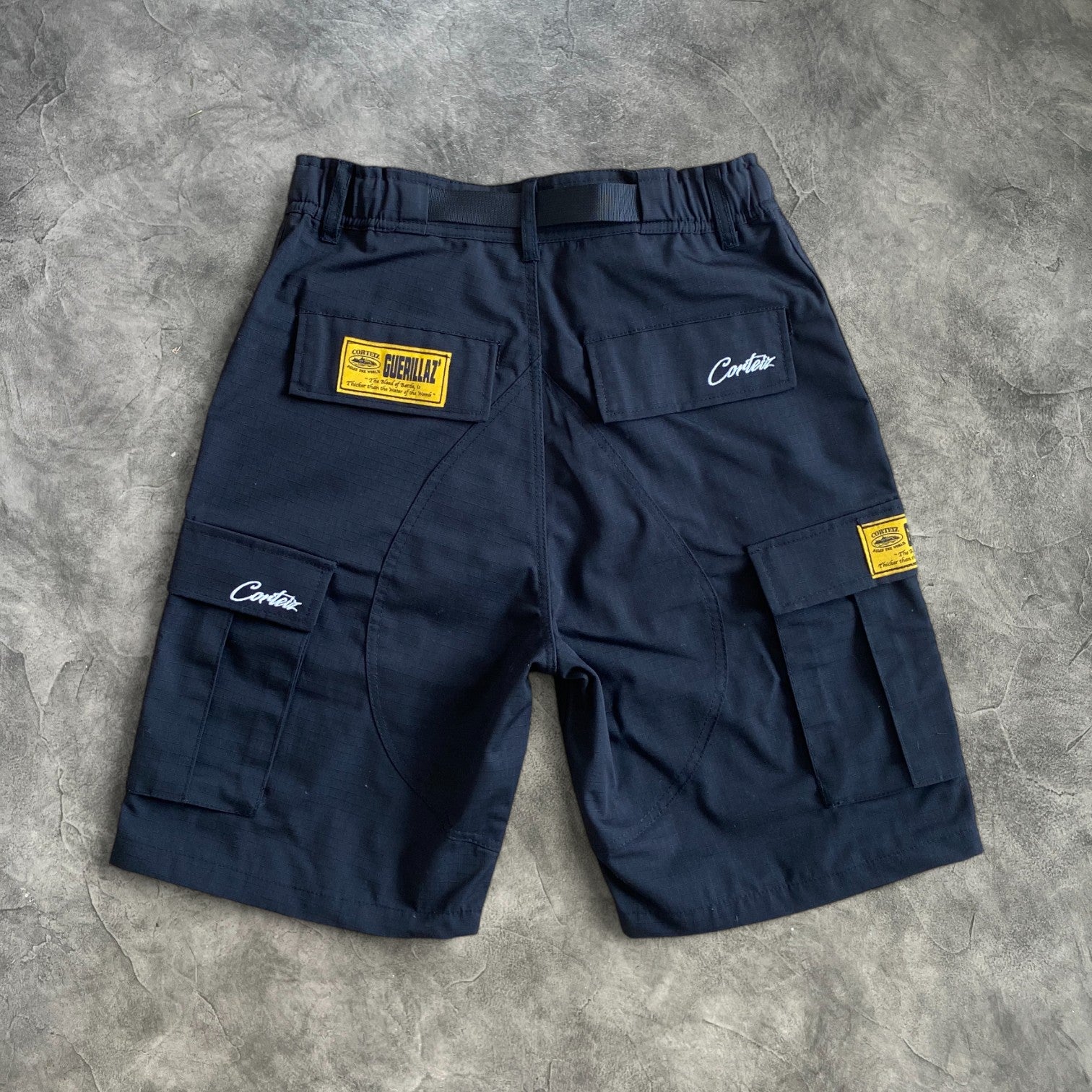 Corteiz Alcatraz Cargo Shorts Black/White