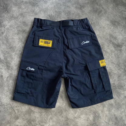 Corteiz Alcatraz Cargo Shorts Black/White