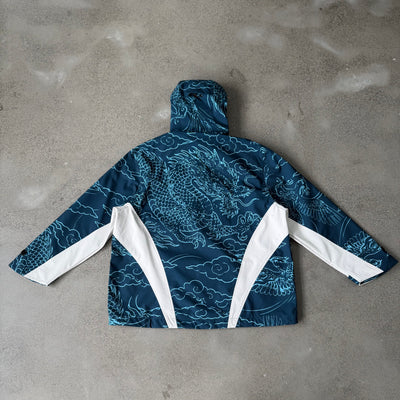 Vescartes Dragon Print Windbreaker Green