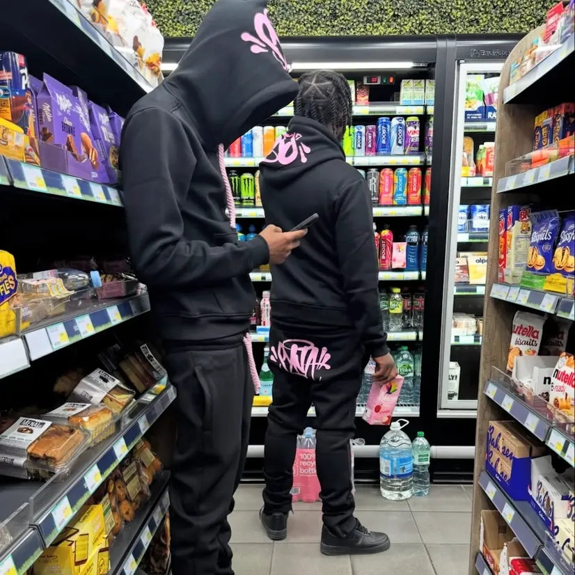 Syna Linen Tracksuit Black/Pink