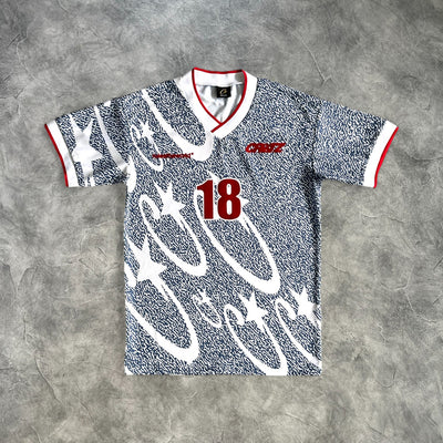 Corteiz V-Neck Football Jersey White/Blue