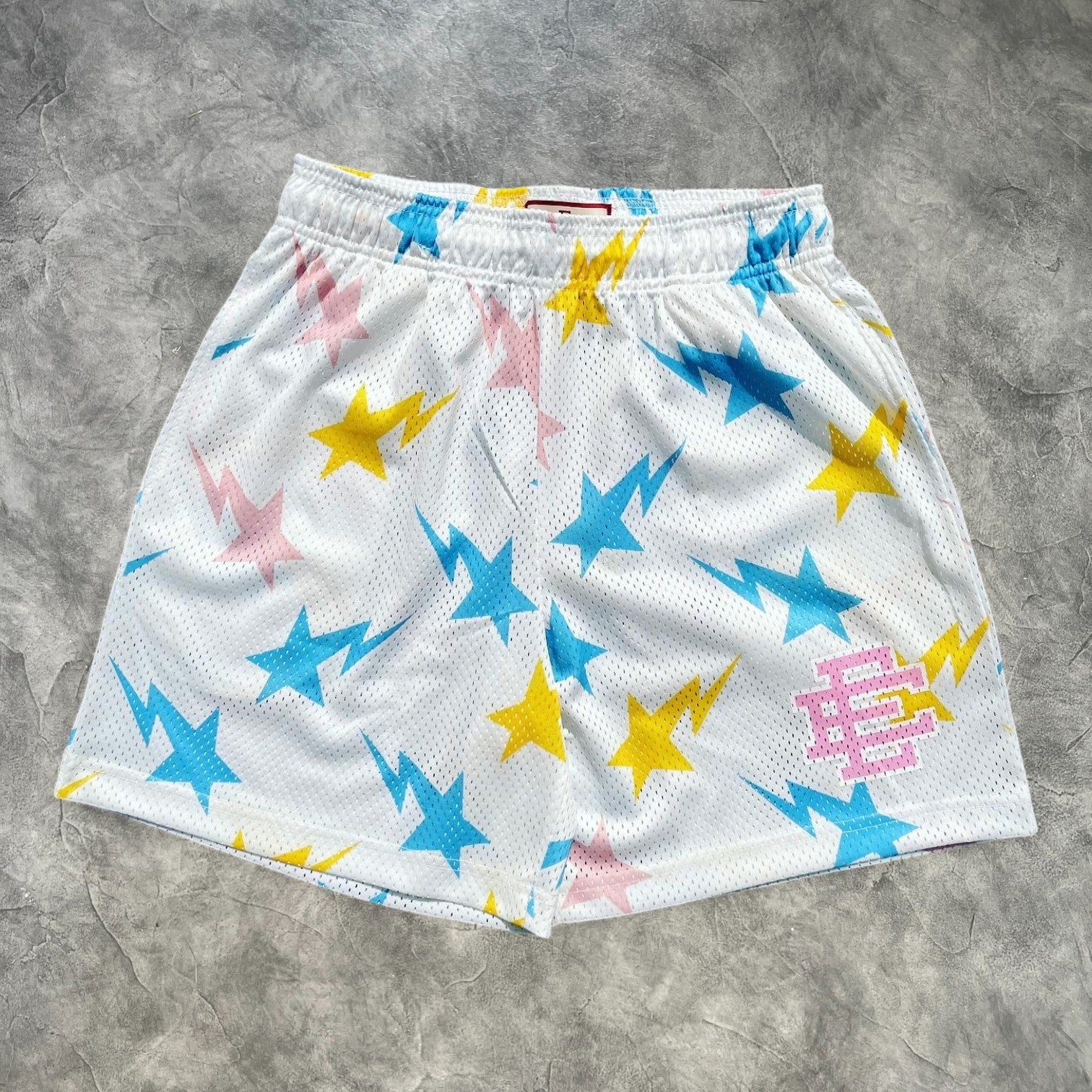 Eric Emanuel Bape Basic Shorts White/Yellow/Blue/Pink