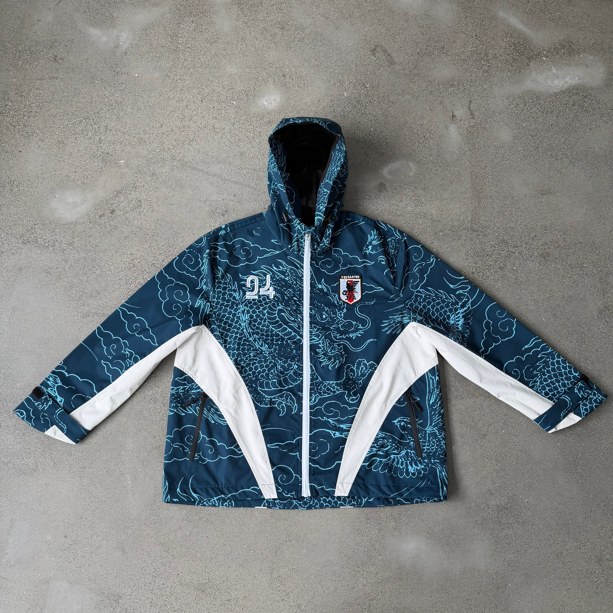 Vescartes Dragon Print Windbreaker Green