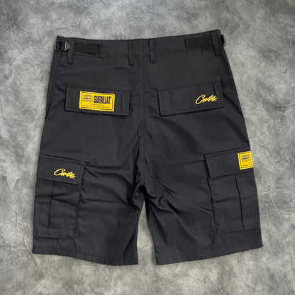 Corteiz Guerilla Cargo Shorts Black/Yellow